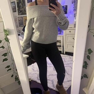 Gray Off-Shoulder Women Sweater